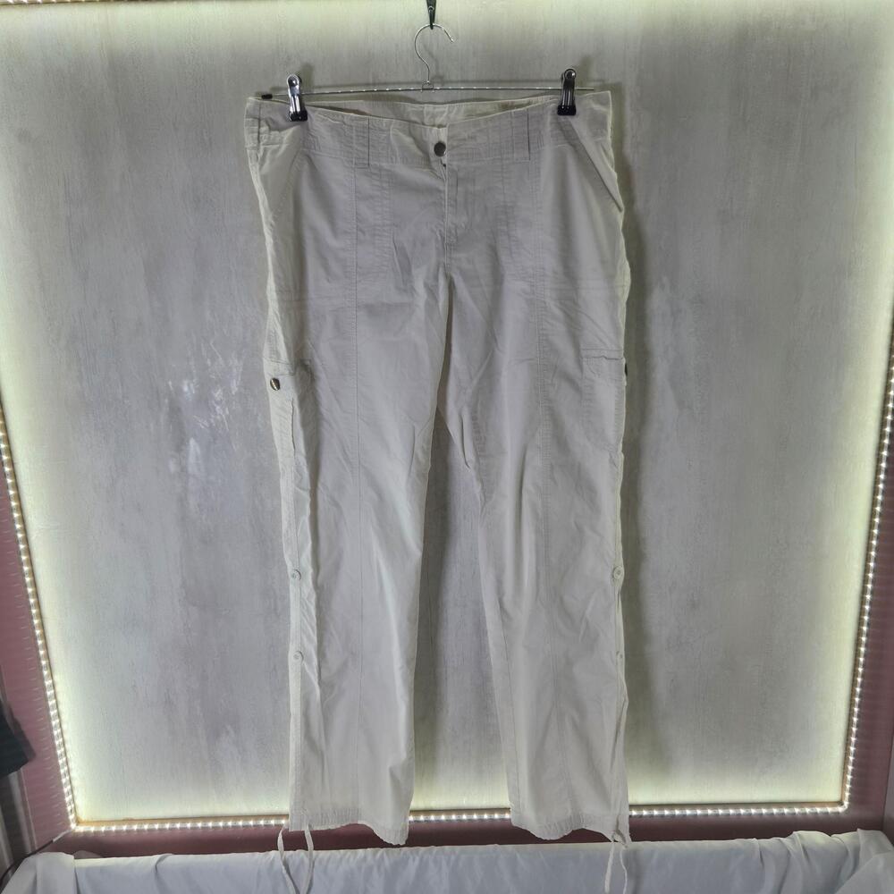 Boston Proper Pants Womens 12 White Cargo Twill Straight Leg Stretch Pockets